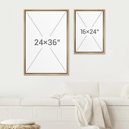 SIGNWIN Framed Canvas Print Wall Art Set Blue White Grunge Geometric Pattern Abstract Shapes Cozy Neutral Decorative Contemporary Minimal for Living Room, Bedroom, Office - 24"x36"x3 Natural thumbnail 6