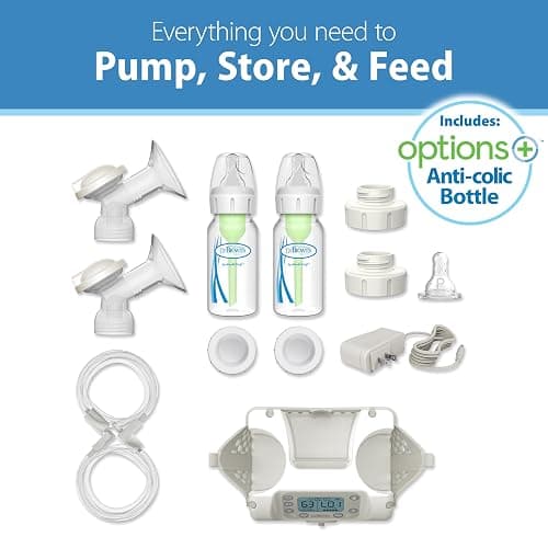 Dr. Brown's Customflow Hospital Strength Double Electric Breast Pump with Adjustable Settings, includes Breast Milk Collection Bottles, Flanges & Other Pumping Essentials - Breast Pump Gift Set thumbnail 7