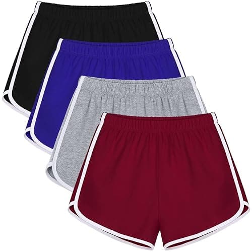 URATOT 4 Pack Women's Cotton Dance Yoga Sports Short Summer Running Athletic Pant Waistband Loose Shorts for Women - Image 1