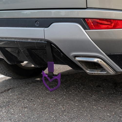 JUYQZ 2 Pcs Devil Heart Shaped Car Handle Strap – Drift Charm Rear Bumper Warning Ring Decor for Car Interior Exterior, Subway Bus Handle Accessory, Cute Heart Car Decor Gift for Drivers (Purple) thumbnail 6