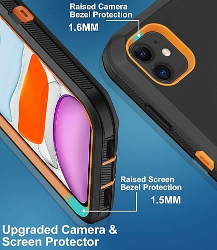 Aimoll-88 for iPhone 11 Case, with Built in Screen Protector Heavy Duty Drop Protection, Full Body Rugged Shockproof Dust Proof 3- Layer Tough Protective Phone Cover for Apple iPhone 11 Black/Orange thumbnail 4