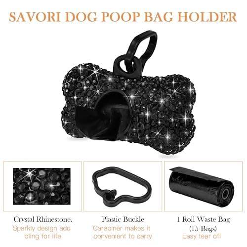Black crystal dog poop bag holder thumbnail 6
