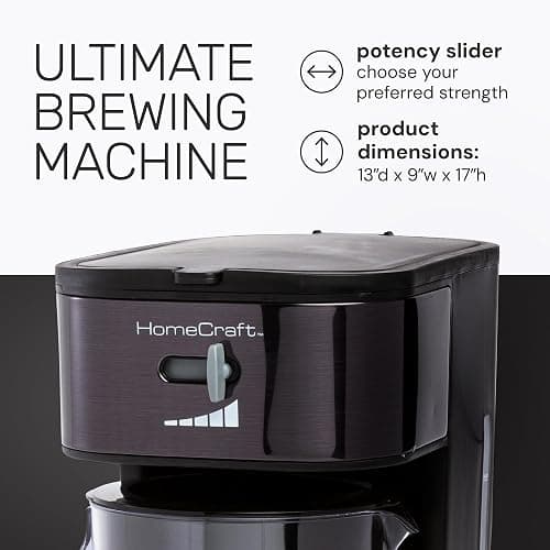 Homecraft 3-Quart Iced Coffee and Tea Maker with Filter Basket, Flavor Enhancer, Adjustable Brew Strength, Black thumbnail 4