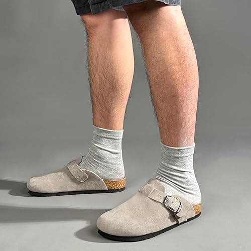 FITORY Mens Suede Clogs with Arch Support，Leather Cork Footed Mules Size 7-14 thumbnail 5