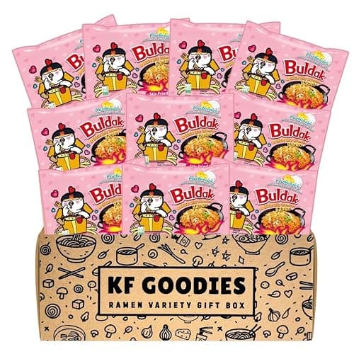 KF GOODIES Korean Ramen Variety Pack Gift Box (10 Count) – Spicy Buldak Noodle Assortment for Birthdays, College Care Packages, Office Snacks, and Gift Baskets - Image 1