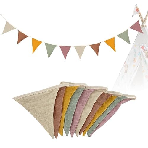 Guirnalda de Banderines,2.6M Banderines de Fiesta para Habitación Infantil,Decoración para Banderines de Tela para Niñas y Niños (Morandi Beige) - Morandi Beige