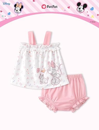 Disney Princess Baby Girl Clothes: Floral Sleeveless Ruffle Tunic Top & Bloomer Diaper Cover Set Newborn Summer Outfits thumbnail 6