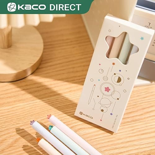 Kaco FIRST Gel Pens Cute Stationery Black Ink, 0.7 mm Medium Point, Aesthetic Cute Star Pens for Journaling (4 Bright Colors) - 4 Bright Colors thumbnail 3