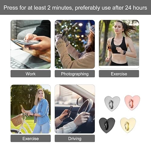 Gosknor 8pcs Cell Phone Ring Holder, Cute Heart Phone Charm Hooks Adhesive Smartphone Finger Ring Stand Sticky Metal Loop Grip for Cellphone Case Pad Tablet DIY Accessories thumbnail 7