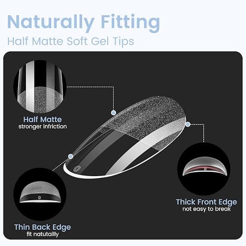 Medium Oval Round Nail Tips: 504Pcs Pre-shaped Full Cover Clear Gel Nails Tip, 12Sizes Acrylic Fake Press on Nail Tips for False Extension Manicure Salon DIY at Home thumbnail 3