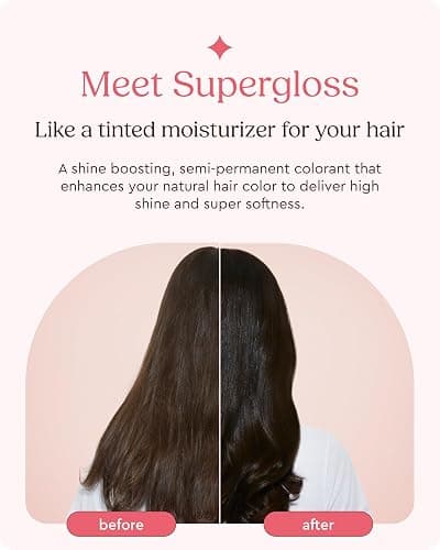 Glaze Supergloss Color Conditioning Gloss With Dispensing Pump – Hydrating Semi-Permanent Color Hair Gloss & Shine Boost – For Natural Medium to Dark Brown Hair – 6.4 Fl Oz - Sleek Espresso thumbnail 2