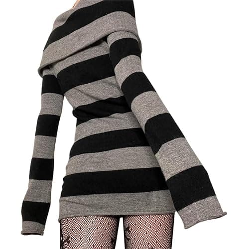 Y2k Fairy Grunge Graphic Long Sleeve Tees Tops Women E-Girls Aesthetic Gothic Skull Print Baggy T Shirts Emo Clothes thumbnail 4
