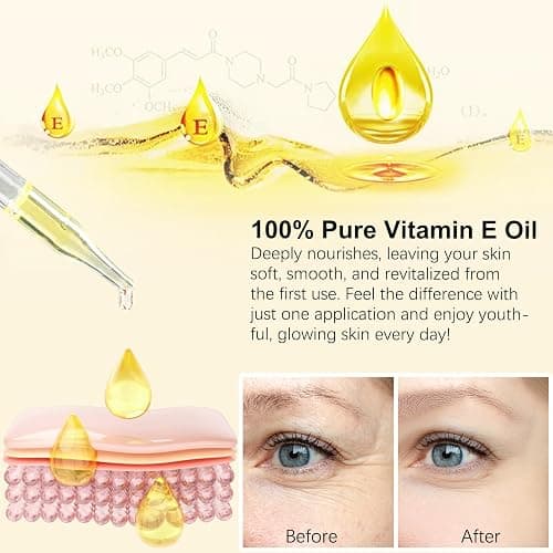 Vitamin E Oil 75,000 IU 2 Pack - 100% Organic Pure Vitamin E Oil for Skin, Face, Hair, Body - Natural Antioxidant for Dryness, Wrinkles, Scars & Stretch Marks, Deep Hydration for Soft, Glowing Skin thumbnail 5