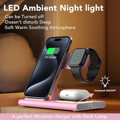 3 in 1 Charging Station for iPhone 17 - Wireless Charger for Apple Devices for iPhone 17 16 15 14 13 12 11 Pro Max - Foldable Wireless Charging Station Dock Stand for Apple Watch Series & AirPods thumbnail 2