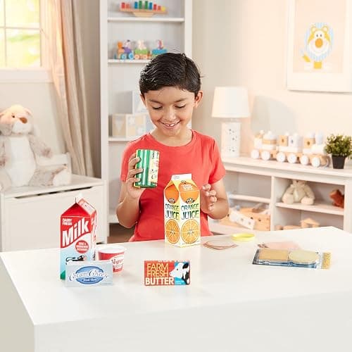 Melissa & Doug Fridge Fillers Grocery Play Food Cartons (8 Pieces) Wooden Toy Groceries, Pretend Play Food, Kitchen Accessories for Kids Ages 3+ - FSC Certified thumbnail 2