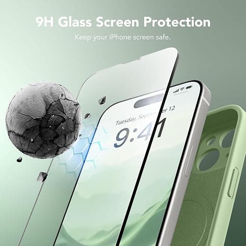 SuydanBox Magnetic for iPhone 15 Case, Compatible with MagSafe, [Screen Protector + Full Camera Protection], Silicone Shockproof Anti-Scratch Protective Phone Case for iPhone 15 6.1", Matcha thumbnail 4