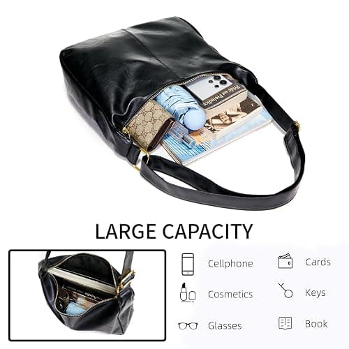 celestina Hobo Bags for Women, Ultra Soft Foldable Vegan Leather Shoulder Handbag, Stylish Slouchy Tote Purses thumbnail 3