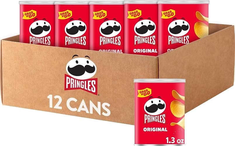 Pringles Potato Crisps Chips, Lunch Snacks, Office and Kids Snacks, Grab N' Go, Original (12 Cans) - Image 1