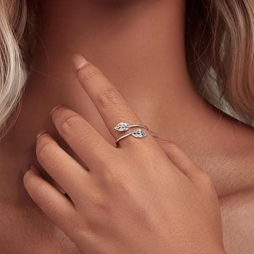 925 Sterling Silver Rings for Women Mermaid Tail/Daisy Bee/Flower/Butterfly Ring Dainty Stackable Rings Ajustable Cute Ring for Girls thumbnail 3