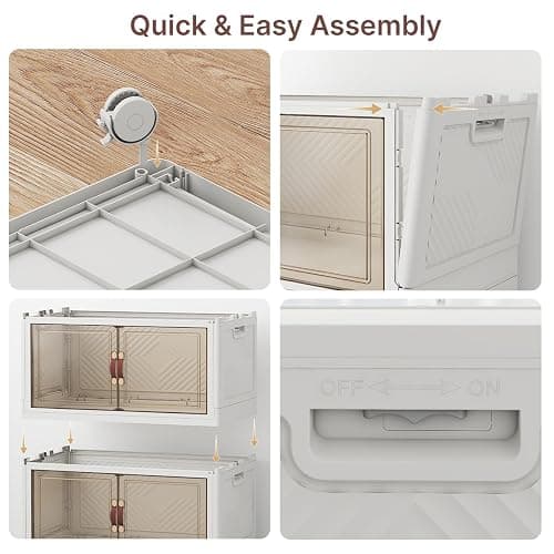 UAMFURI Extra Large Stackable Storage Bins with Lids & Wheels & Door, 660QT-165QT/41GAL*4Pack Foldable Collapsible Closet Organizers, Plastic Containers Drawers for Bedroom Dorm Garage thumbnail 7