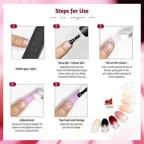 JODSONE 9 Farben Ombre-Nägel Farbverlaufsgel Blush Effect Gel Nagellack-Set Lackieren Nageldesign Gel für Nagelstudios thumbnail 9