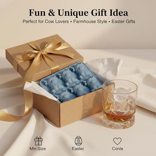 Mini Highland Cow Ice Cube Mold, 3D Cute Cattle Silicone Ice Cube Trays for Whiskey Cocktails Beer Coffee & Drinks Party, Reusable Animal Dessert Mold, Easter Gifts for Friends & Cow Lovers (6-Cavity) thumbnail 7