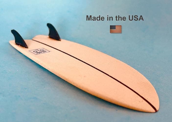 CRAFTED INGENUITY The Stokies Wooden Surf Art Figurine – 5.5” Posable Surfer with 4.5” Twin-Fin Fish Surfboard | Retro Surf Decor, Coastal Home Display, Unique Surfer Gift thumbnail 8
