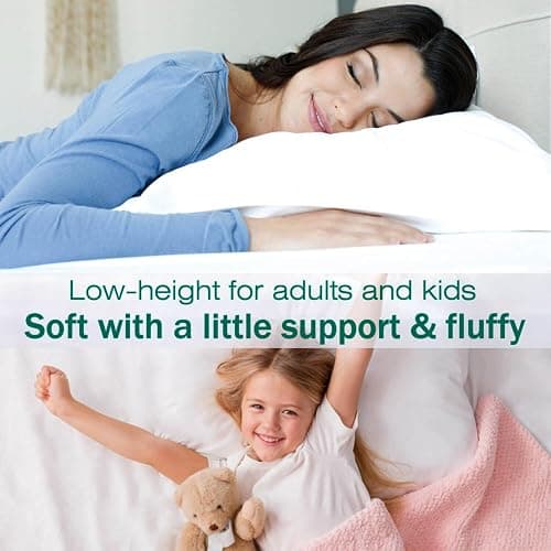 Gooeb Flat Ultra Thin Bed Pillows King Size Pillow Set of 2 Extra Soft Down Alternative for Stomach Side Back Sleeper White 20x36inches thumbnail 3