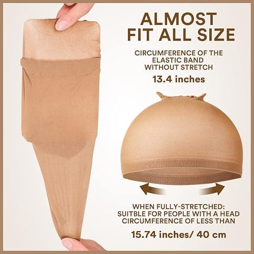 Teenitor Wig Cap, 20pcs Stocking Caps for Wigs, Tan Wig Cap for Women, Stretchy Nylon WigCap Beige thumbnail 2