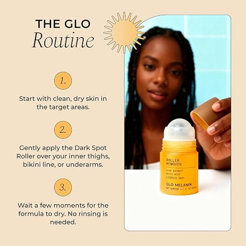 Glo Melanin Dark Spot Topical Roll-On – 1.7 fl oz / 50 ml – Targeted Brightening for Inner Thighs & Underarms – Kojic Acid, Licorice & Willow Bark – Vegan, Paraben-Free Topical Skin Exfoliant thumbnail 8