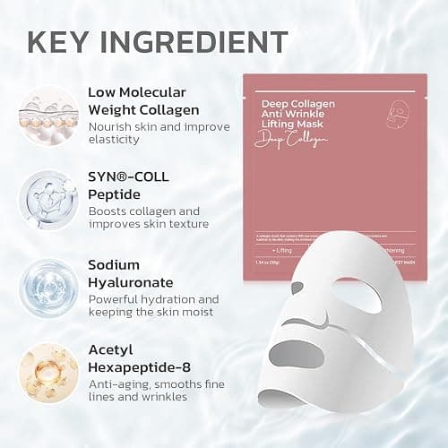 GNJOY Collagen Face Mask Deep Anti Wrinkle Lifting Hydrating Overnight Masks 38g x 4ea, Tightening, Moisturizing, Pore Minimizing, Skin Care Mask thumbnail 4