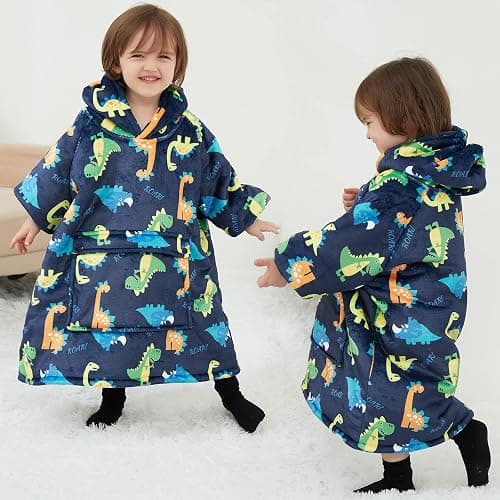 KFUBUO Dinosaur Wearable Blanket Hoodie for Kids Toddlers Sherpa Blanket Sweatshirt with Pocket 2-6 Year Old Boys&Girls Birthday Gifts thumbnail 2