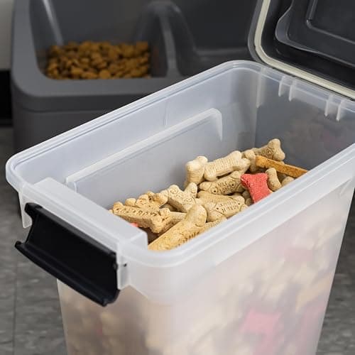 IRIS USA Dog Food Storage Container, Airtight Lid, 2-Cup Scoop, Up to 13 Pounds Pet Food Storage, Versatile Pet Food Bin, Treats, BPA Free, Dark Gray thumbnail 8