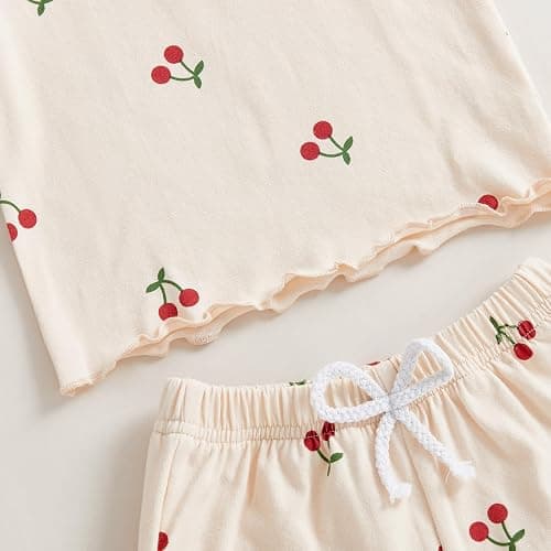 YINGISFITM Toddler Baby Girl Summer Clothes Daisy Dot Print Short Sleeve T Shirt + Shorts Sets Infant Cute Outfits thumbnail 7