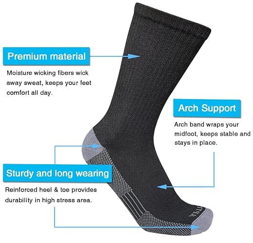 APTYID Men's Moisture Wicking Cushioned Crew Work Boot Socks (4-6 Pairs) thumbnail 2