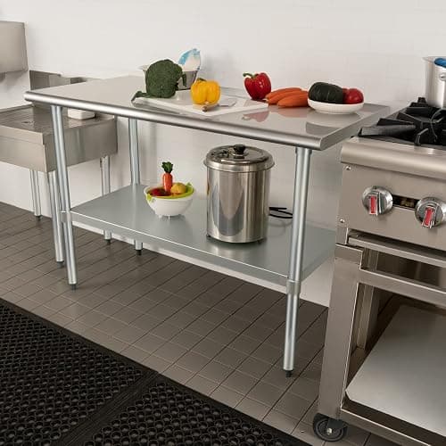 HARDURA Stainless Steel Table 24X48 Inches with Undershelf and Galvanized Legs NSF Heavy Duty Commercial Prep Work Table for Restaurant Kitchen Home and Hotel thumbnail 8