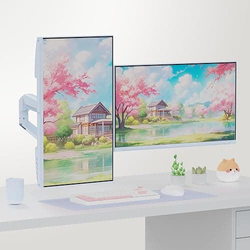 Pixio PS1D Wave Blue Dual Monitor Arm Stand Desk Mount - Fits up to 32 inches Monitors and up to 19.8lbs. VESA Compatibility and Integrated Cable Management thumbnail 7