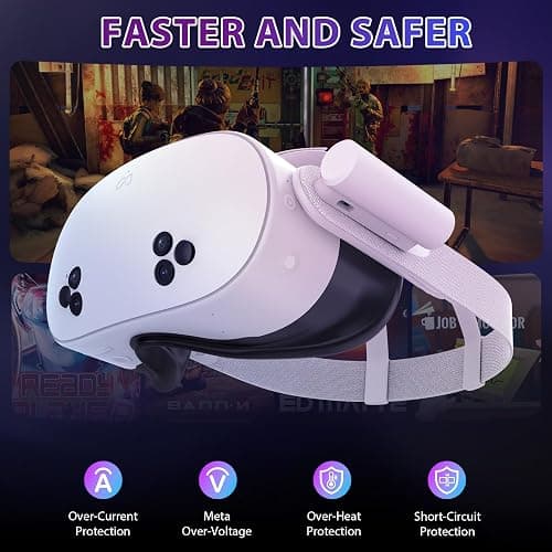 YRXVW Battery Pack Compatible with Meta Quest 3S/Oculus Quest 2 Accessories, Portable Fast Charger Vr Battery Pack, Light Weight Rechargeable 3400mah Power Bank for Extended 2-3h Gametime thumbnail 5