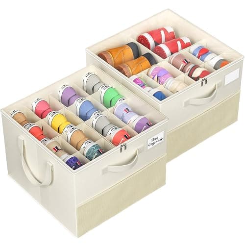 Plus Size 2 Pack Shoe Organizer for Closet, Foldable Shoe Storage Box | 16–24 Pair Shoe Storage for Sneakers, Boots & Heels with Adjustable Dividers, Clear Cover & Space Saving Closet Storage thumbnail 9
