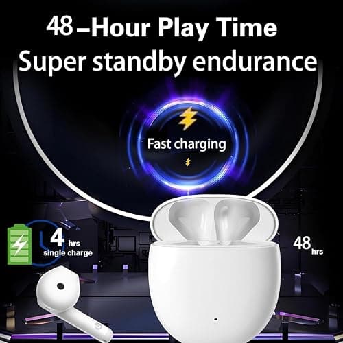 Wireless Earbuds,Bluetooth 5.3 in Ear Headphones with Noise Cancelling Mic, 48H Playtime HiFi Stereo Bluetooth Earphones, IPX8 Waterproof Touch Control True Wireless Headphones for iPhone/Android/IOS thumbnail 4