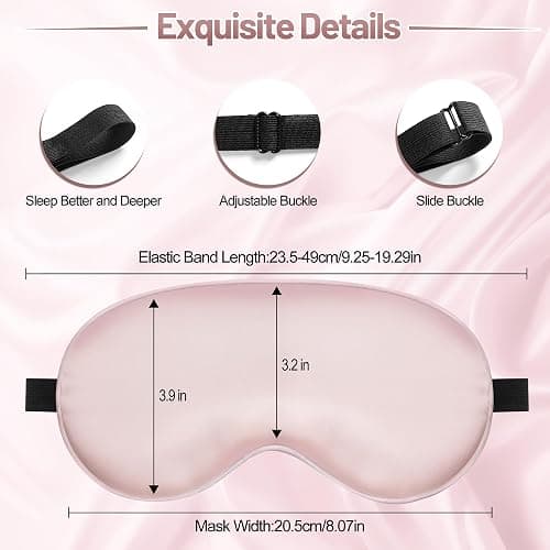 Sleep Mask, Silk Eye Mask for Sleeping with Adjustable Strap, Blindfold Eyeshade for Men & Women, Comfortable & Soft Eye Cover Eyeshade for Night Sleep (Pink) thumbnail 3