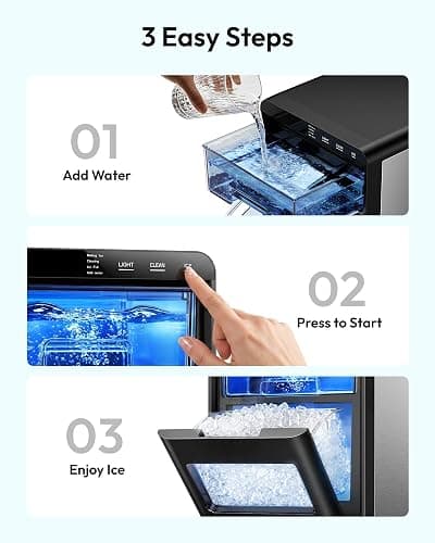 EUHOMY Nugget Ice Maker Countertop, 44Lbs/24H Sonic Ice Maker Machine, Self-Cleaning Pellet Ice Makers with Ice Scoop&Basket, Countertop Pebble Ice Maker for Home/Kitchen/Office thumbnail 8