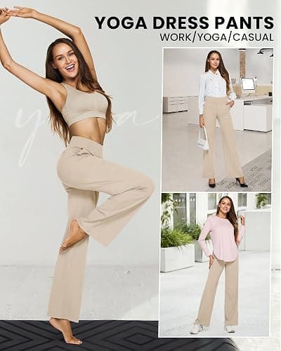 G4Free EverGoing Yoga Pants Women Wide Leg Pants with Pockets High Waist Stretch Dress Casual Sweatpants Petite/Regular/Tall thumbnail 4
