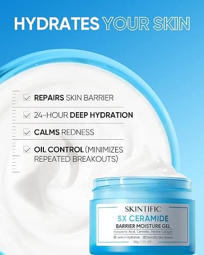 SKINTIFIC 5X Ceramides Moisture Barrier Cream, Hydrating Skin Barrier Repair Face Moisturizer for All Skin Types with Hyaluronic Acid & Centella, Daily Moisturizer, Non-Comedogenic thumbnail 2