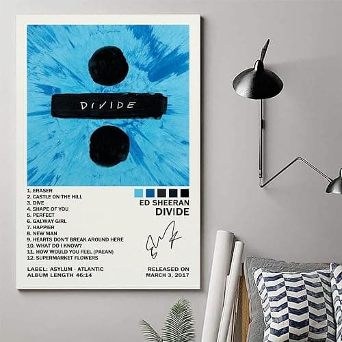 KUCOON Ed Sheeran Divide Album Cover Art Canvas 24x36inch(60x90cm) for Bedroom Decor thumbnail 6