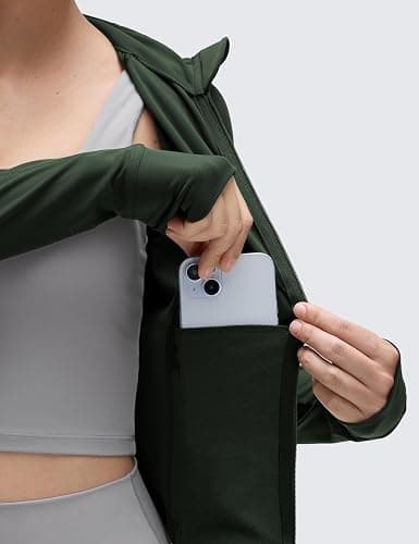CRZ YOGA Butterluxe Waist Length Jackets for Women - Full Zip Athletic Track Tops with Thumb Holes Pockets thumbnail 4