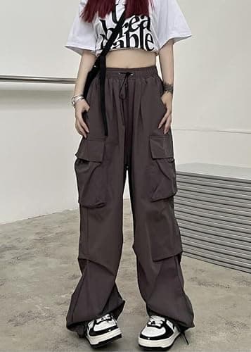 DINGJIUYAN Parachute Cargo Harem Pants Women Gothic Y2k Plus Size Elastic Waist Trousers Harajuku Punk Jogger thumbnail 3