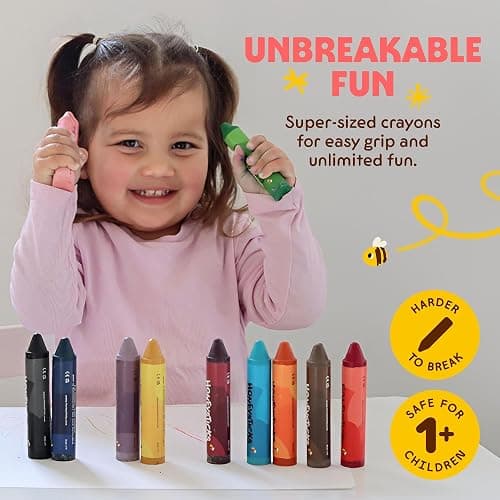 Honeysticks Super Jumbo Crayons (6 Pack) - 100% Pure Beeswax, Non Toxic Crayons for Toddlers 1-3, Extra Large Crayon Size, Easy to Hold and Use, Unbreakable Toddler Crayons, Eco-Friendly thumbnail 3