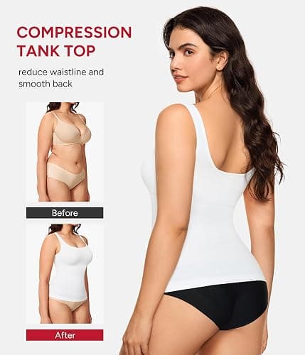 Nebility Shapewear Tank Top for Women Tummy Control Shaping Camisole Tops Slimming Seamless Compression Vest with Wide Straps thumbnail 4