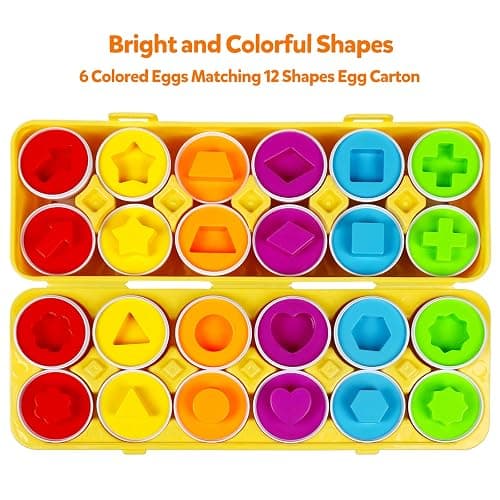 NAODONGLI Montessori Geometric Eggs,12 pcs Set Color & Shape Egg Puzzle Toys Matching Eggs for Toddlers 1-3,Preschool Educational Sorting Game Fine Motor Toy Gifts for Kids Boys Girls thumbnail 3